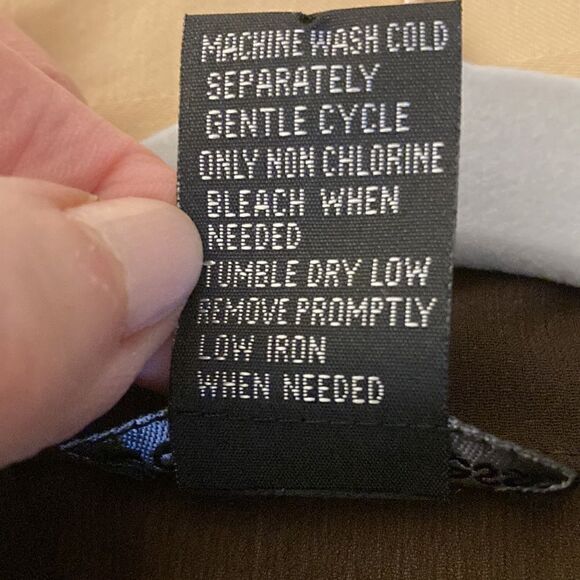 Cotton Express Women’s Semi Sheer Ruffle Button Front Blouse in Brown. Size S. - Picture 10 of 10